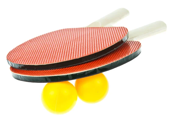 Bordtennis racket och boll isolerad på vit bakgrund — Stockfoto