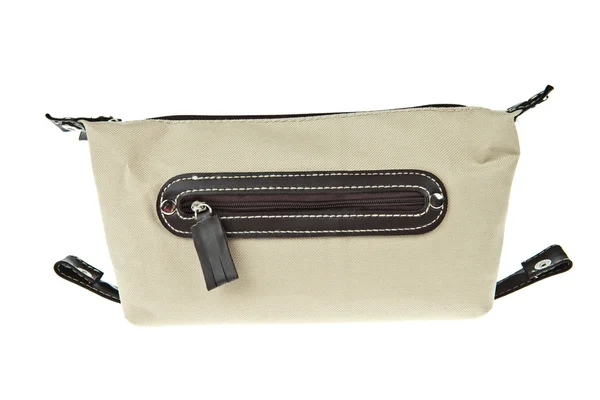 Cream color travel bag isolated on white background — Stock Photo, Image