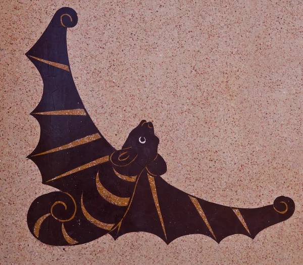Pittura pipistrello sulla parete del tempio cinese — Foto Stock