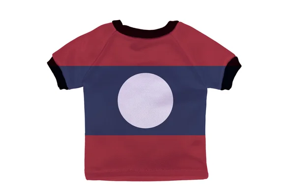 Kleine shirt met laos vlag geïsoleerd op witte achtergrond — Stockfoto