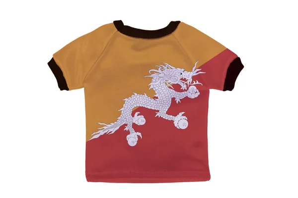 Kleine shirt met bhutan vlag geïsoleerd op witte achtergrond — Stockfoto