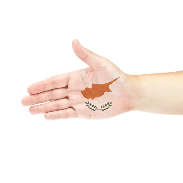 Flaga Cypru na rękę na białym tle — Zdjęcie stockowe