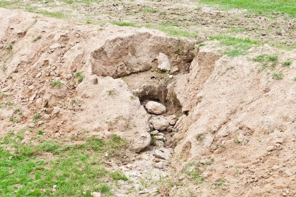 Collapsed sand bank