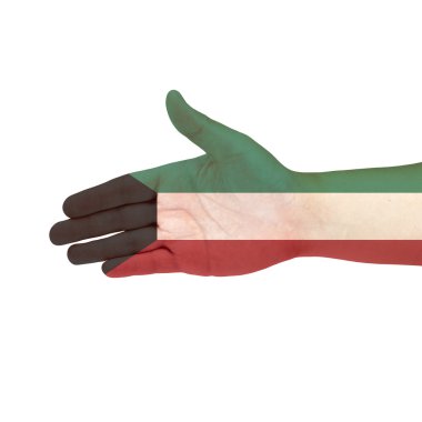 Kuveyt bayrağı elinde beyaz zemin üzerine izole