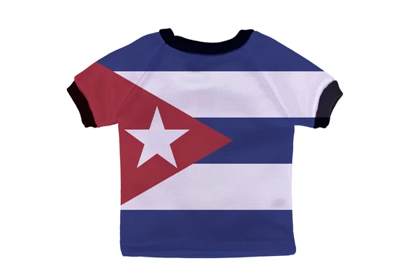 与古巴国旗被隔绝在白色背景上的小衬衫 — 图库照片