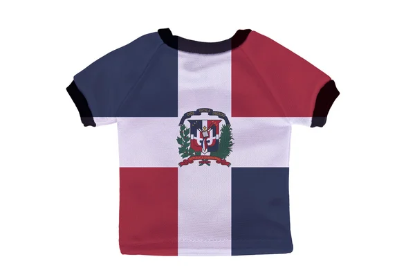 Camisa pequeña con bandera de República Dominicana aislada en respaldo blanco —  Fotos de Stock