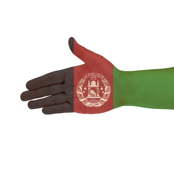 Bandera de Afganistán a mano aislada sobre fondo blanco — Foto de Stock