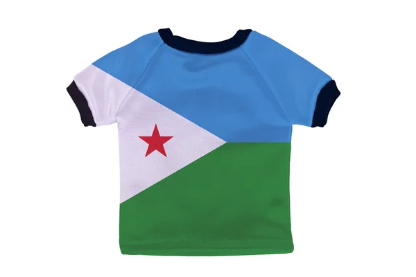 ジブチの旗の白い背景で隔離の小さなシャツ — ストック写真