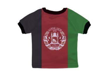 Beyaz arka plan üzerinde izole Afganistan bayrağı ile küçük gömlek