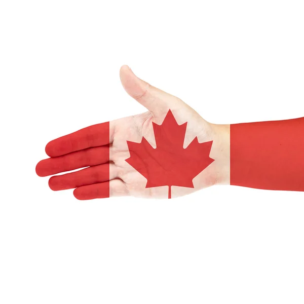Kanada zászló kézzel elkülöníteni a fehér háttér — Stock Fotó