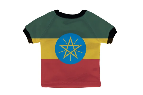Etiyopya bayrağı beyaz zemin üzerine izole küçük gömlek — Stok fotoğraf