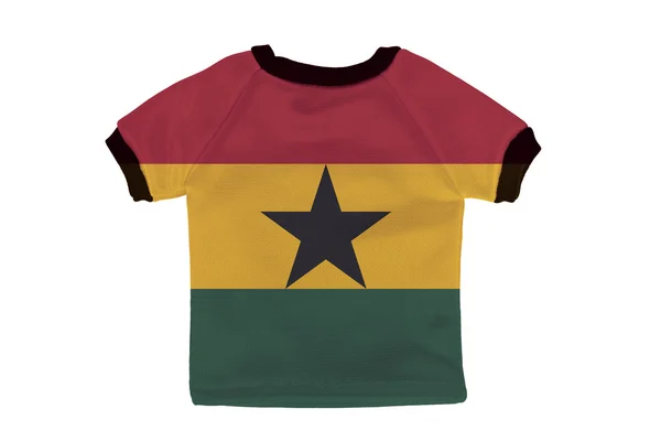 Camisa pequeña con bandera de Ghana aislada sobre fondo blanco —  Fotos de Stock