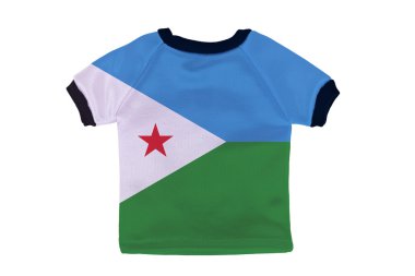 Beyaz arka plan üzerinde izole Cibuti bayrağı ile küçük gömlek