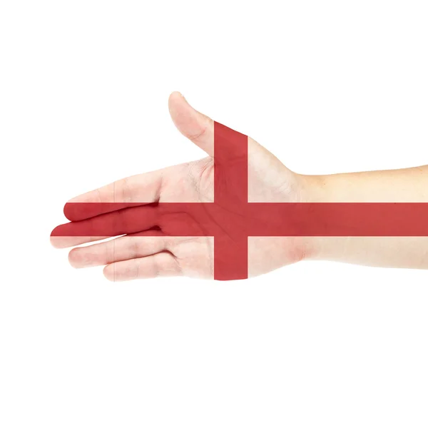 Engeland vlag op hand geïsoleerd op witte achtergrond — Stockfoto