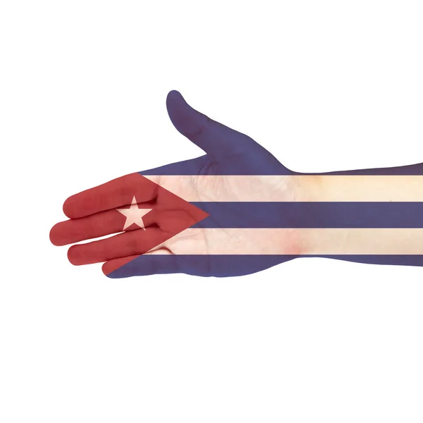 Bandera de Cuba en mano aislada sobre fondo blanco —  Fotos de Stock