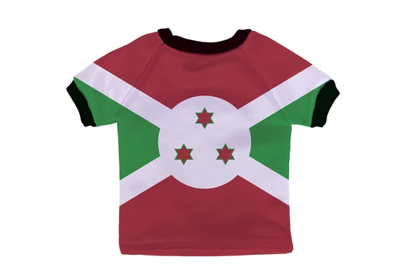 Camisa pequena com bandeira do Burundi isolada no fundo branco — Fotografia de Stock