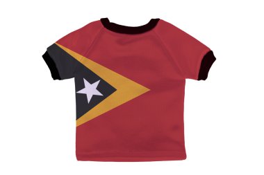 Doğu timor bayrağı beyaz zemin üzerine izole küçük gömlek