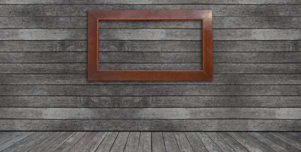 Wall and floor with wooden picture frame — Stock Photo, Image