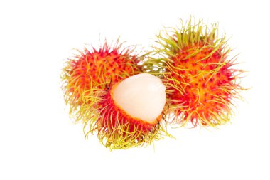 Rambutan meyvesi beyaz arkaplanda izole