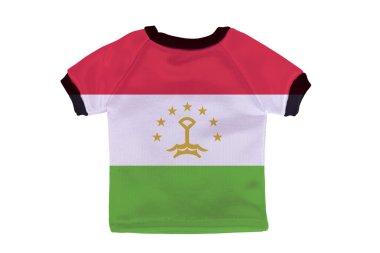 Tacikistan bayrağı beyaz zemin üzerine izole küçük gömlek