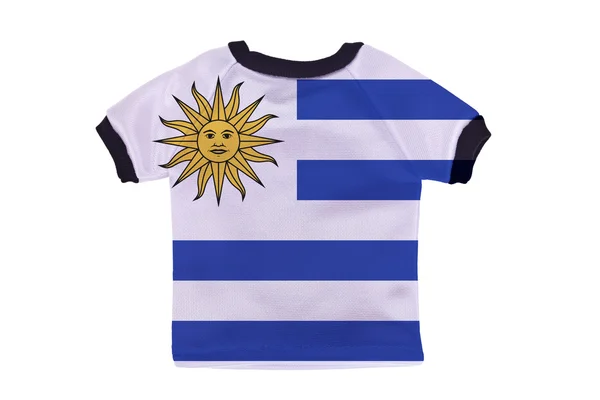 Camisa pequeña con bandera de Uruguay aislada sobre fondo blanco — Foto de Stock