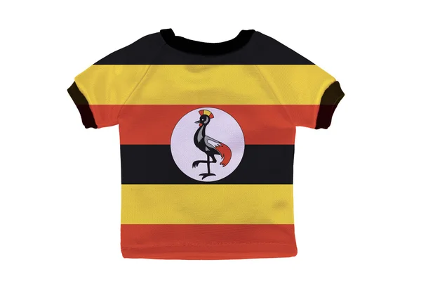 Kleine shirt met Oeganda vlag geïsoleerd op witte achtergrond — Stockfoto