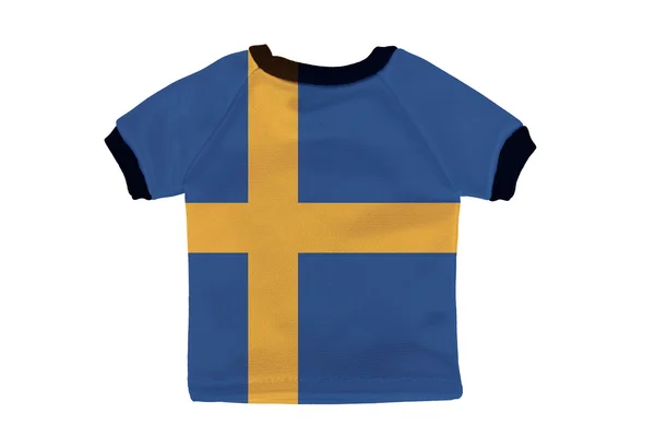 Kleine shirt met Zweden vlag geïsoleerd op witte achtergrond — Stockfoto