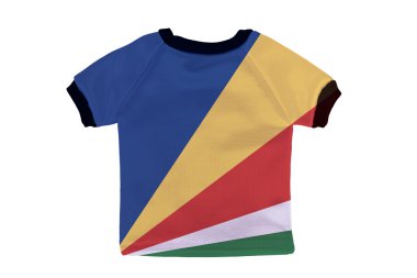 Seyşeller bayrak beyaz zemin üzerine izole küçük gömlek