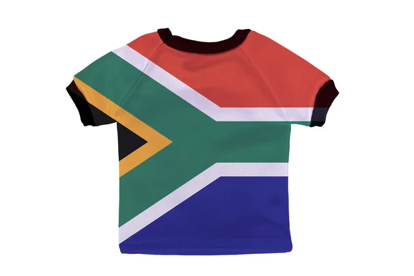 Camisa pequena com bandeira da África do Sul isolada no fundo branco — Fotografia de Stock