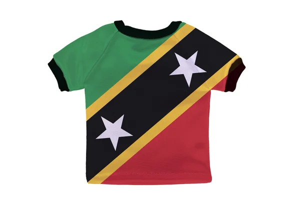 Kleine shirt met saint kitts en nevis vlag geïsoleerd op witte ba — Stockfoto