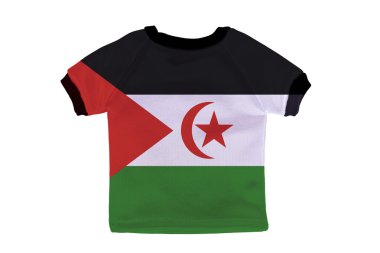 Batı Sahra bayrak beyaz adam izole küçük gömlek