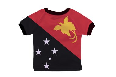 kleine shirt met Papoea-Nieuw-guinea vlag geïsoleerd op witte backgro