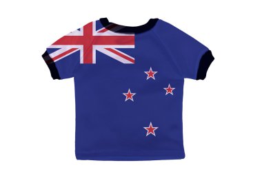 Beyaz arka plan üzerinde izole Yeni Zelanda bayrağı ile küçük gömlek