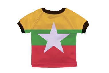 Beyaz arka plan üzerinde izole myanmar bayrağı ile küçük gömlek