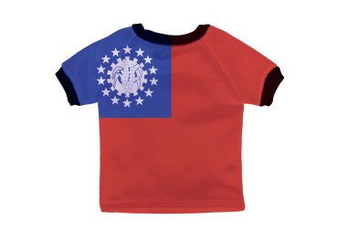 Beyaz arka plan üzerinde izole myanmar bayrağı ile küçük gömlek