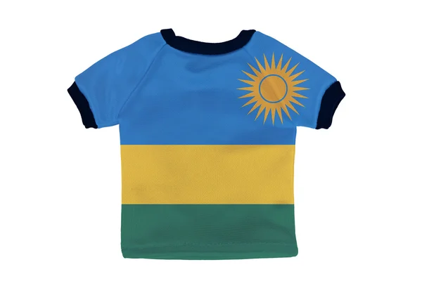 Kleine shirt met rwanda vlag geïsoleerd op witte achtergrond — Stockfoto