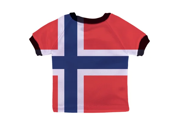 Kleines Hemd mit norwegischer Flagge auf weißem Hintergrund — Stockfoto