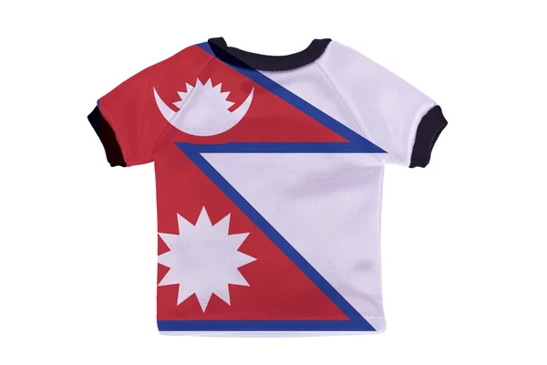 Beyaz arka plan üzerinde izole nepal bayrağı ile küçük gömlek — Stok fotoğraf