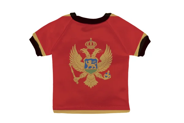 Kleines Hemd mit montenegrinischer Flagge auf weißem Hintergrund — Stockfoto