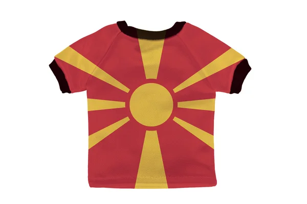 Camisa pequeña con bandera de Macedonia aislada sobre fondo blanco —  Fotos de Stock