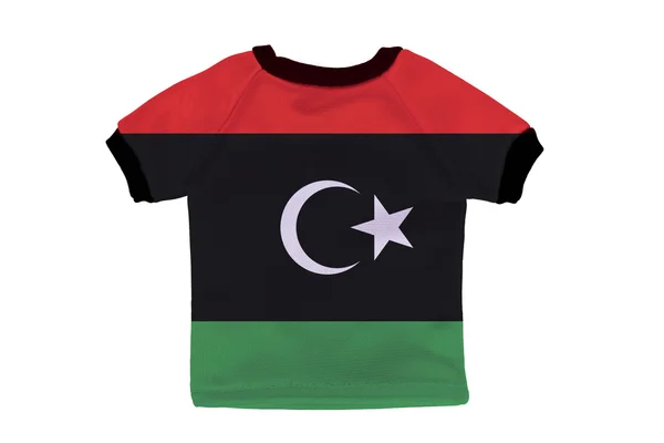 Camicia piccola con bandiera libica isolata su sfondo bianco — Foto Stock