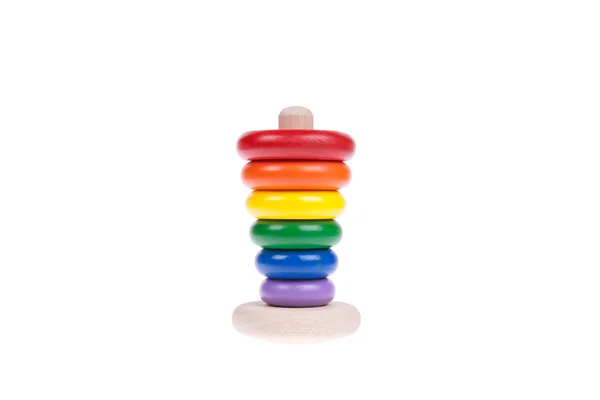 Brinquedo de madeira colorido isolado no fundo branco — Fotografia de Stock