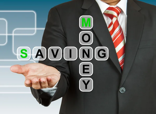 Businessman hand drawing Money Saving — Stock Photo, Image