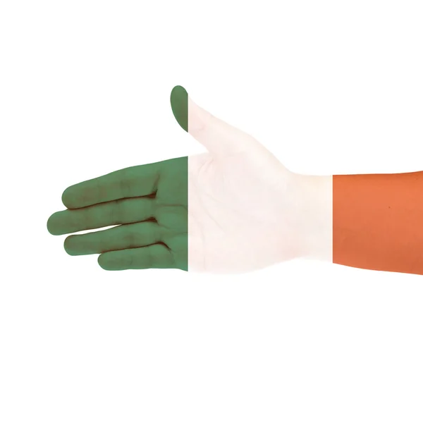 Ireland flag on hand — Stock Photo, Image