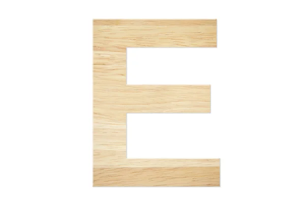 Carta E da placa de madeira — Fotografia de Stock