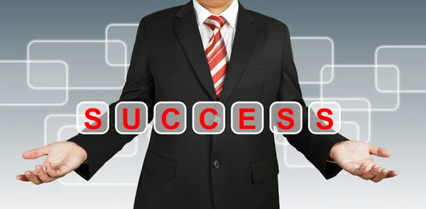 Businessman with text Success — Stock Photo, Image