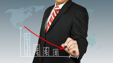 Businessman hand drawing chart red arrow clipart