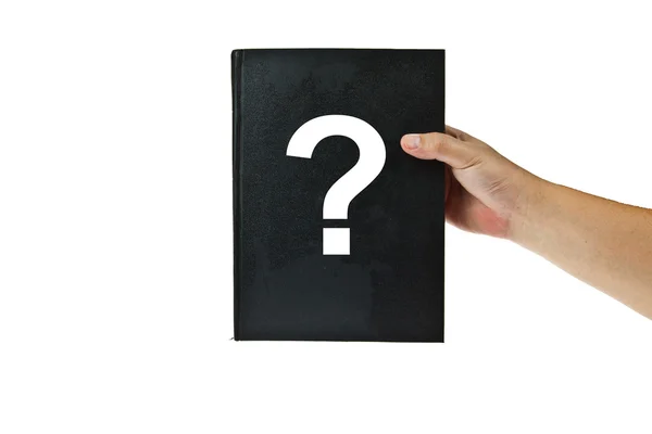 Livro preto com ponto de interrogação — Fotografia de Stock
