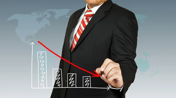 Üzletember kézzel diagram piros nyíl — Stock Fotó