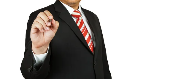 Geschäftsmann Hand Zeichnung auf weißem Hintergrund — Stockfoto